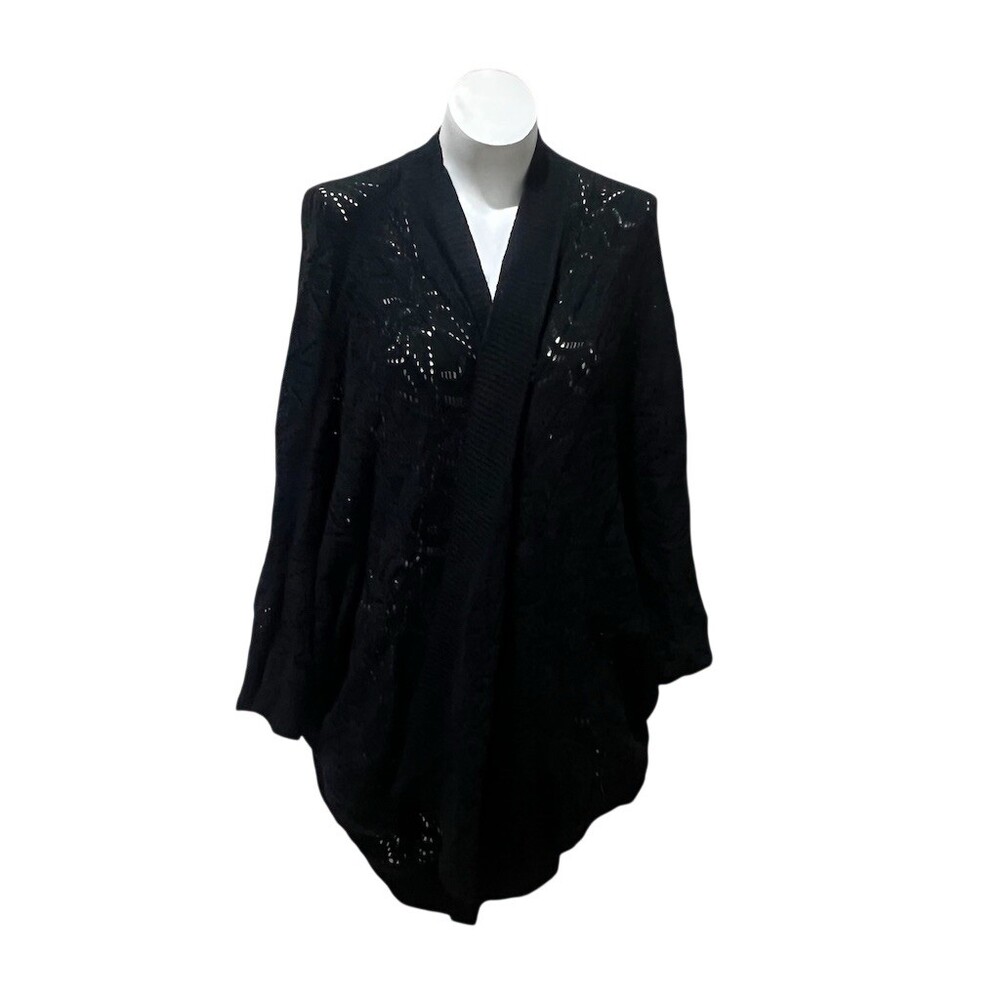Torrid Ruana Poncho Shawl Cardigan Womens Plus 3XL Black Open Front